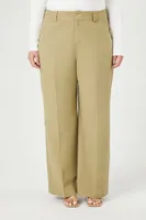 Women's Twill Wide-Leg Pants in Brown, 0X