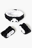 Panda Headwrap & Wristband Set in Black/White