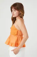 Women's Crochet Flounce Cami in Cantaloupe, XS