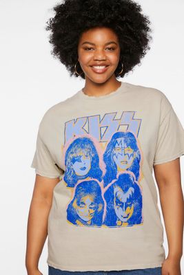 Women's Kiss Graphic T-Shirt in Cream, 0X
