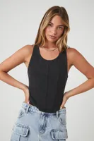 Women's Ribbed Knit Racerback Tank Top in Black, XS