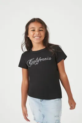 Girls Rhinestone California T-Shirt (Kids) Black,