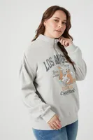 Women's Los Angeles Half-Zip Pullover in Silver, 1X