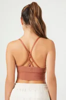 Women's Strappy Longline Sports Bra in Chestnut Small