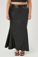 Women's Faux Leather Maxi Skirt Black,