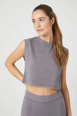 Women's Active Cropped Muscle T-Shirt in Charcoal Large