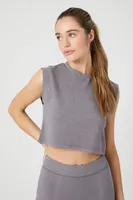 Women's Active Cropped Muscle T-Shirt Charcoal