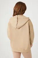 Women's Fleece Drawstring Zip-Up Hoodie in Pine Bark Small