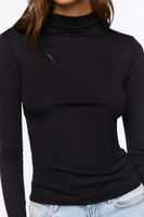 Women's Seamless Ribbed Turtleneck Top in Black Large