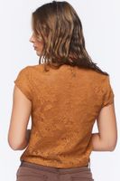 Women's Sheer Netted Tie-Front Top in Maple Large