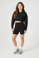 Women's Oversized Half-Button Crop Top