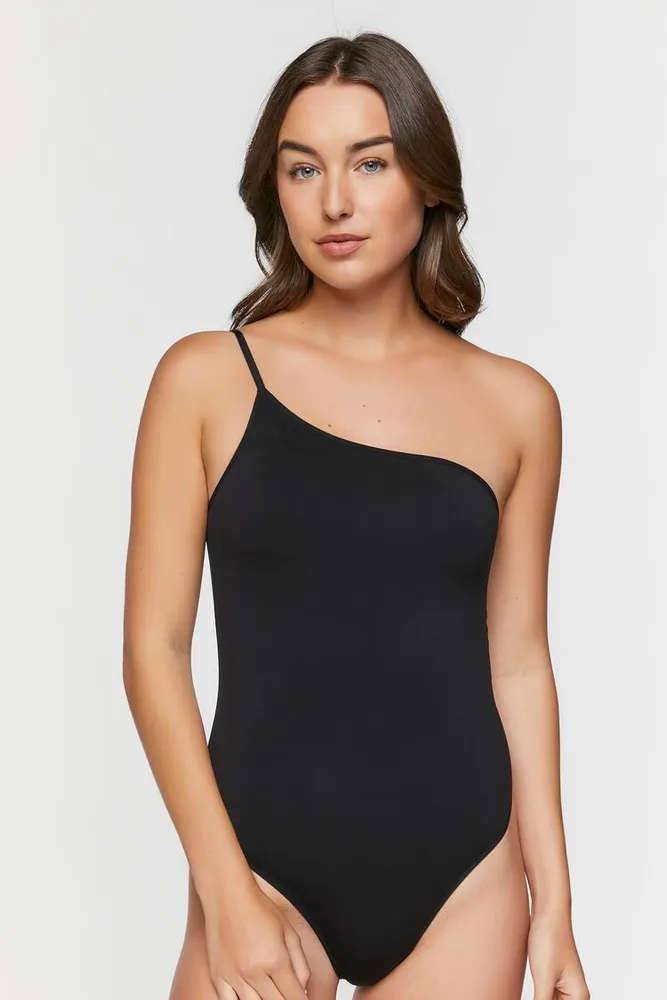 Forever 21 Women's One-Shoulder Cami Bodysuit in Black Small