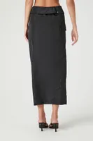 Women's Split-Hem Cargo Maxi Skirt in Black Large