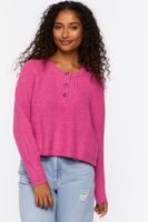 Women's Ribbed Button-Front Sweater in Azalea Small