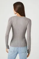 Women's Fitted Ribbed Knit Sweater in Grey Small