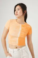 Women's Tie-Dye Cropped T-Shirt in Island Mango Small