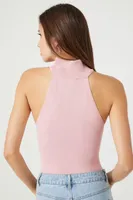 Women's Seamless Turtleneck Bodysuit in Pale Mauve Small