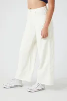 Women's Corduroy Wide-Leg Pants in White, XL