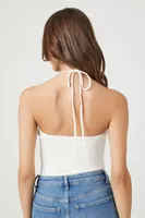 Women's Textured Halter Bodysuit in White Medium