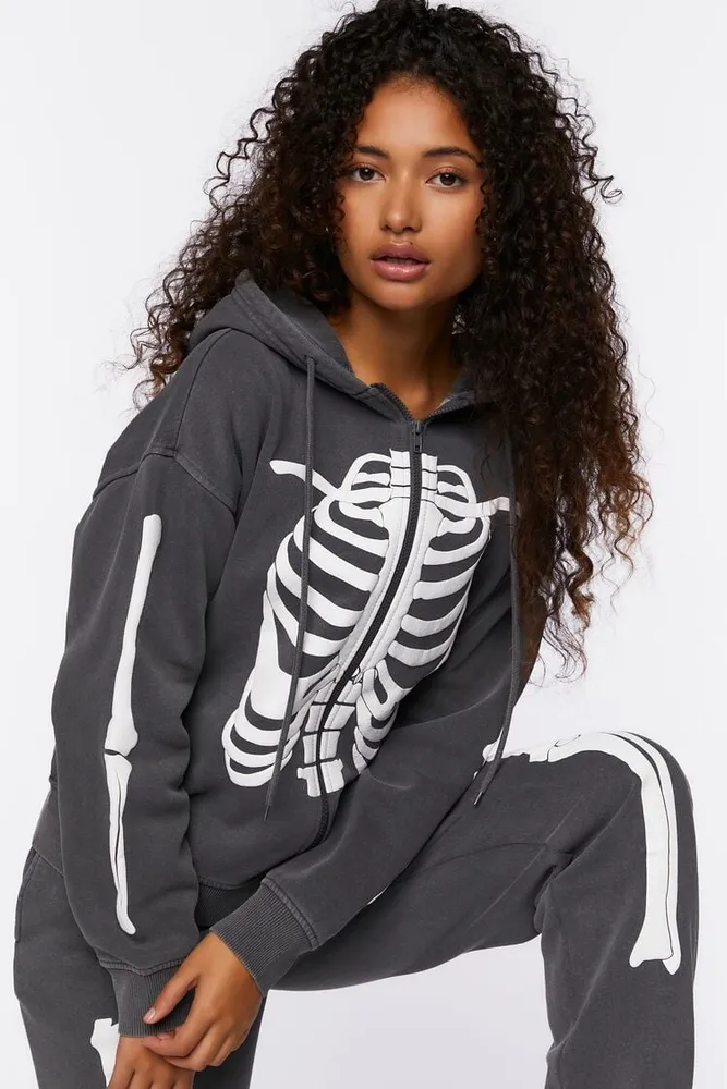 Forever 21 Women's Skeleton Zip-Up Hoodie | Vancouver Mall