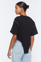 Women's Curved Hem Cropped T-Shirt in Black Small