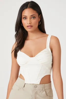 Women's Sweetheart Bustier Crop Top in Vanilla Large