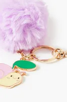 Snail Pom Pom Enamel Keychain in Pink/Gold