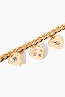 Women's Rhinestone Heart Charm Bracelet in Gold