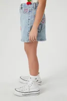 Girls Embroidered Denim Skirt (Kids) Light Denim,