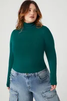 Women's Fitted Turtleneck Sweater Emerald,