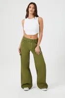 Women's High-Rise Wide-Leg Utility Pants in Green Large