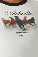 Women's Nashville Horse Ringer T-Shirt in White, 3X