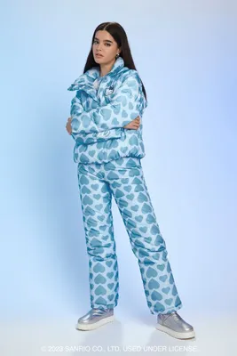 Women's Hello Kitty Heart Print Pants in Baby Blue Small