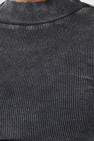 Women's Ribbed Turtleneck Top in Black, 1X