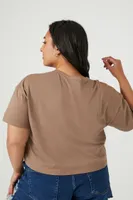 Women's Cropped Rib-Knit T-Shirt in Ash Brown, 3X