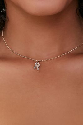 Women's Rhinestone Letter Pendant Necklace