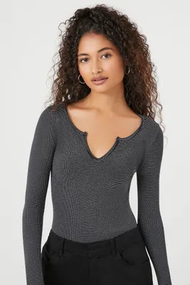 Women's Seamless Split-Neck Bodysuit in Black Small