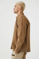 Men Long-Sleeve Pocket Shirt in Deep Taupe Small