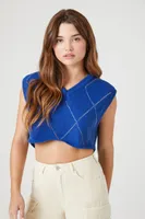 Women's Argyle Cropped Sweater Vest Royal Blue