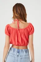 Women's Off-the-Shoulder Halter Crop Top Large