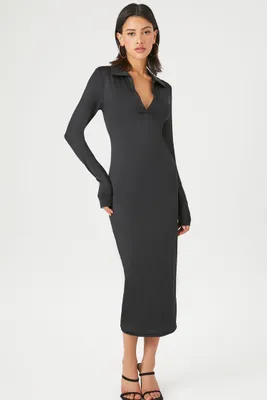 Women's Contour Bodycon Midi Dress in Black Small