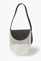 Women's Rhinestone Fringe Shoulder Bag in Black