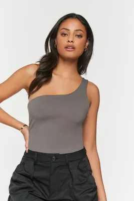 Women's Contour One-Shoulder Bodysuit in Harbor Grey Small