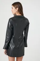 Women's Faux Leather Mini Shirt Dress in Black Large
