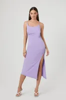 Women's Asymmetrical Cami Slit Midi Dress in Grape Medium