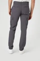 Men Slim-Fit Drawstring Cargo Pants Dark Grey,