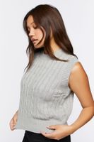 Women's Cable Knit Sweater Vest in Heather Grey Small