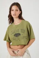 Women's Class of 1995 Graphic Cropped T-Shirt in Green Large