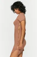 Women's Short-Sleeve Cutout Mini Dress Taupe