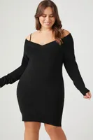 Women's Open-Shoulder Mini Sweater Dress